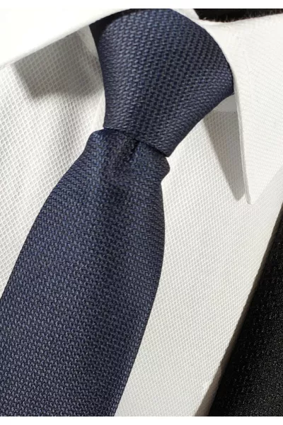 Navy Blue Patterned Tie and Pocket Square Set