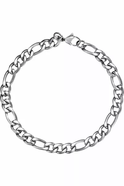 Bracciale in Acciaio Argento a Catena Figaro