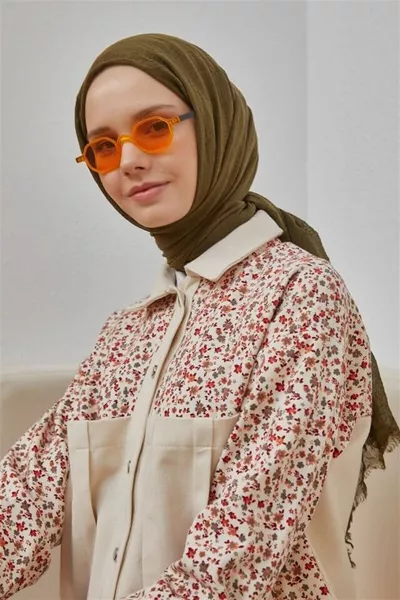 Bürümcük Olive Green Color (Lightweight Structure That Doesn't Need Ironing, Special Breathable Texture, Large Size, Thin and Delicate)