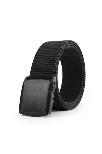 Ceinture en toile noire de style tactique avec boucle en plastique YKK anti-allergique
