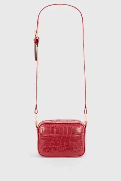 Borsa a tracolla da donna effetto pelle di coccodrillo rossa 