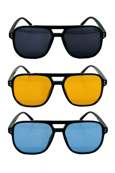 Nieuwe Seizoen Kleurrijke Glas Retro Unisex 3-delige Zonnebril Set