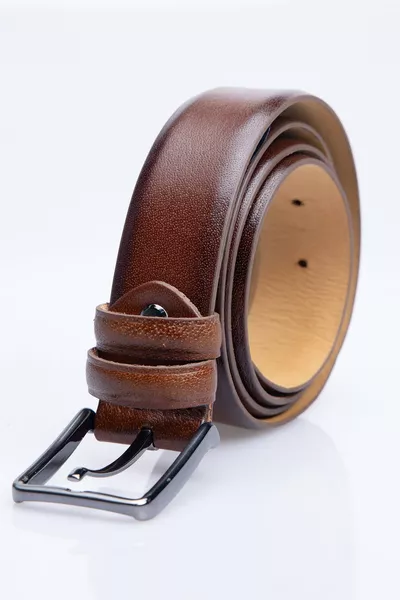 حزام رجالي من الجلد الطبيعي ٪ بعرض 3.5 سم ولون بني كلاسيكي