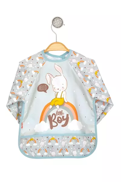 مريلة نشاط وطعام بأكمام طويلة مقاومة للسوائل على شكل أرنب