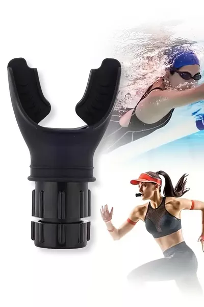 جهاز تمارين التنفس الأسود - جهاز مقاومة التنفس - لتقوية اللياقة وتطوير الرئتين