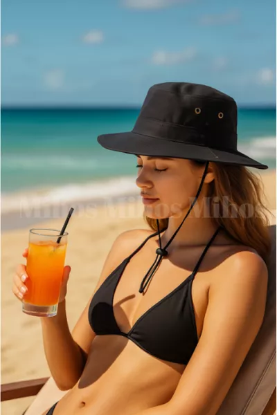 Cappello Safari Nero – Regolabile, Tessuto Traspirante, Cappello Estivo Unisex |