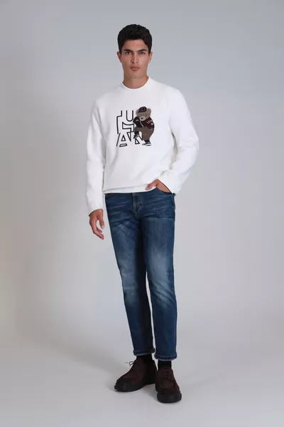 Sweat-shirt homme Pıtcher blanc cassé