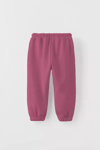 بنطال رياضي جوغر بجيب للأطفال من القطن بخيوط ثلاثية لون الكرز