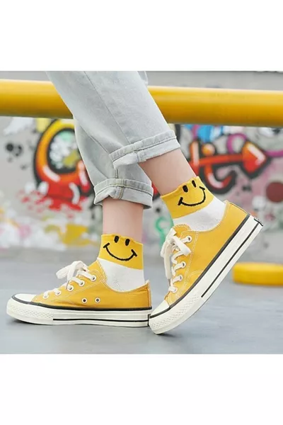 Women's Colorful Smiling Faces Pattern Sock Set 5 Pairs