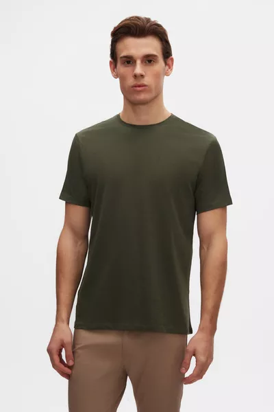 Ds Damat Slim Fit Хаки Футболка с круглым вырезом, % хлопок, дышащая