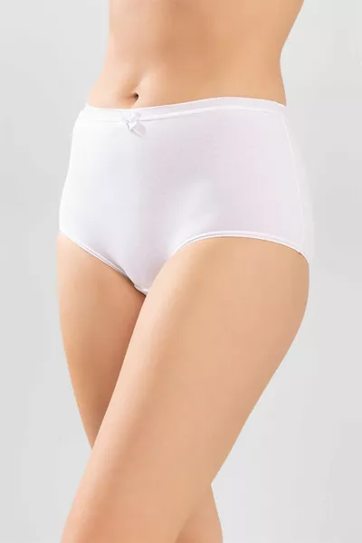 Lot de 3 culottes blanches pour femmes, coupe classique, en coton uni, taille bateau