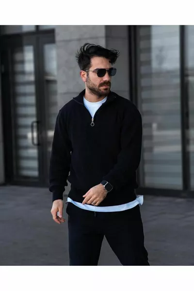 كنزة رجالية صوفية بسحّاب نصف