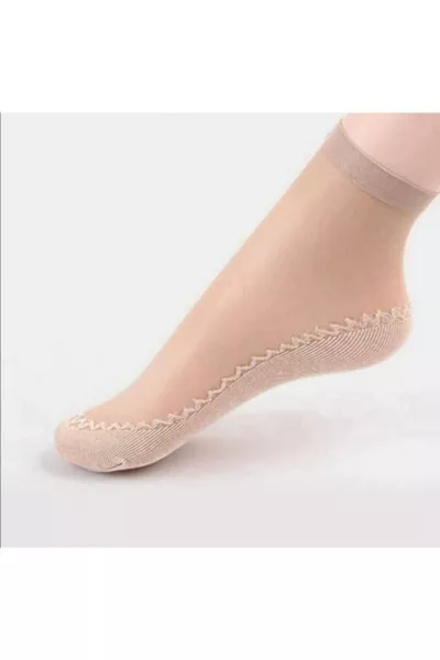 3 Paia di Calzini a Rete Color Carne da Donna