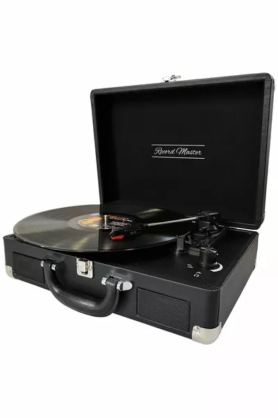 CH Turntable Record Player - Black - Rechargeable + Bluetooth - , ,  RPM - Universal Needle