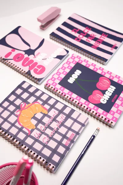  Spiral School Notebook  Pages Set of 4 - Squared