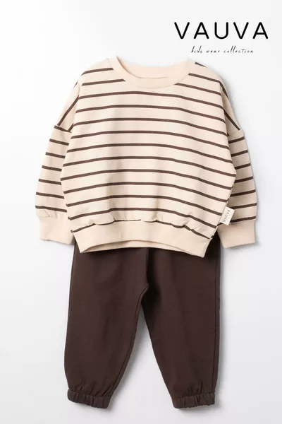 طقم أطفال للجنسين بنات وأولاد، للأطفال حديثي الولادة والأطفال، بأكمام طويلة وخطوط، لفصل معين