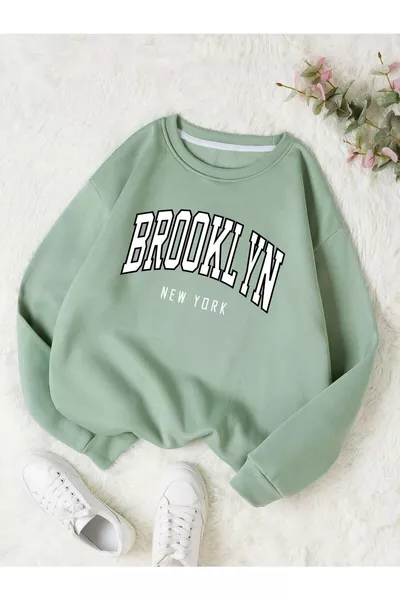 Bisiklet Yaka Yeni Brooklyn Baskılı Kız/erkek Sweatsihrt
