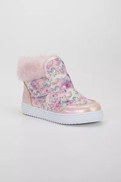 حذاء بنات خفيف القاعدة أورثوبيدي بفرو داخلي وطبعة يونيكورن (المقاس )