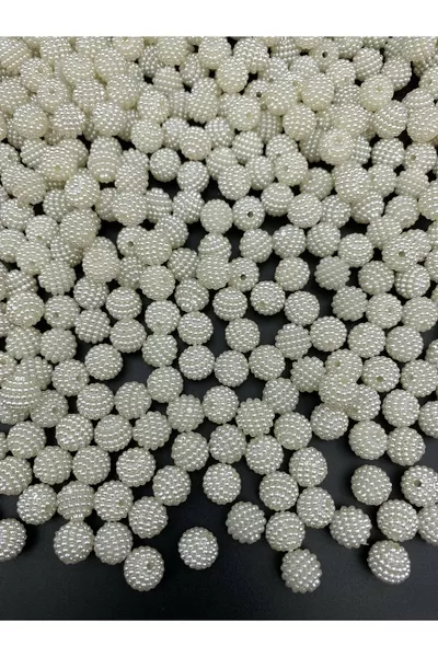 توت العليق المقطع،  غرام حبة لؤلؤية مقطعة بلون كريم  مم، خرز لصناعة الحقائب (~ قطعة)