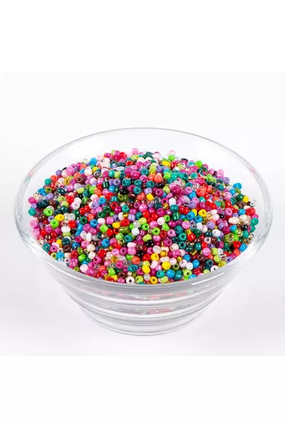  جرام - حبات رملية صغيرة ملونة مختلطة مقاس 1.5 مم، حبات لصنع المجوهرات، 