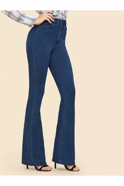 Nicole Blu Scuro Spagnolo Leg Power Lycra Jeans Flare Donna