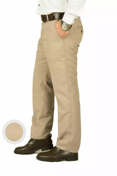 Heren linnen broek beige met manchet