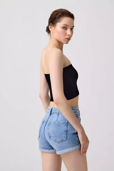 ممتاز - صدرية نسائية سوداء بدون حمالات محبوكة