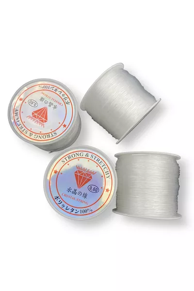  метра малък макар 0. мм прозрамен монофил, чанта, корита за изработка на аксесоари (~ метра)