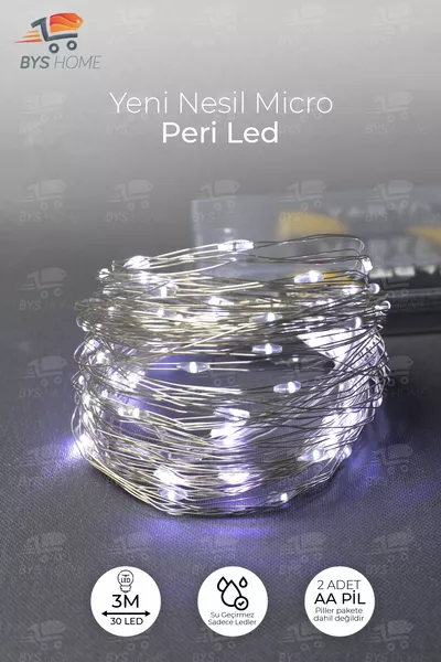 Guirlande lumineuse LED féerique 3 mètres à piles, couleur blanche, éclairage décoratif