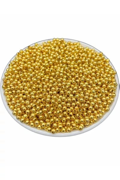 3 мм золотого / золотисто-желтого цвета круглые бусины, для изготовления украшений ( г ~ шт.)