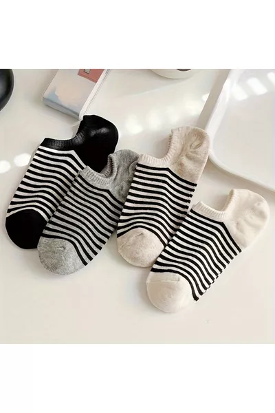 جوارب نسائية ملونة غير مرئية بنقطة مزدوجة وخطوط