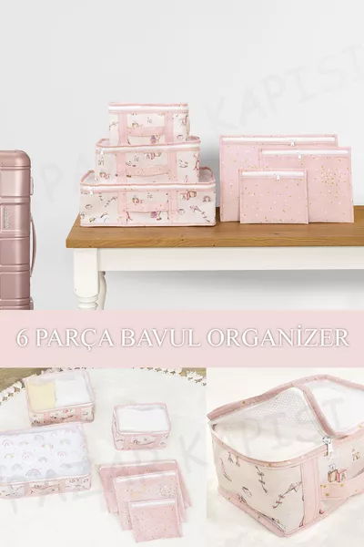 Baby Lüks 6 предметов органайзер для чемодана, путешествия, больничная сумка, розовый