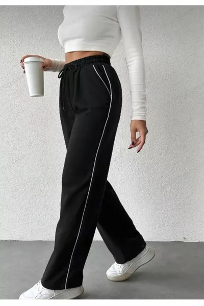 Pantaloni sportivi unisex oversize a gamba larga con vita elasticizzata in doppio filo