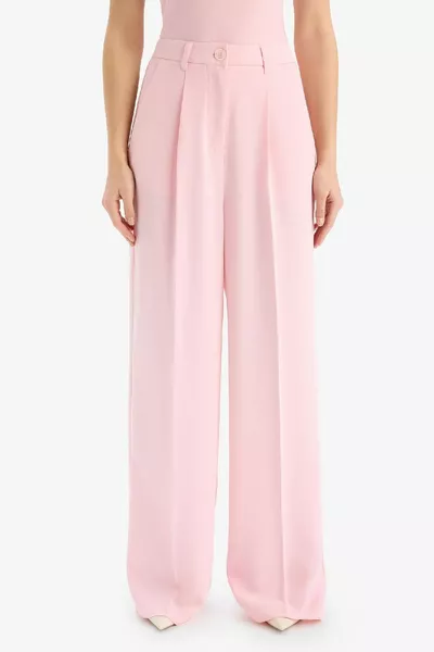 Afra x Wide Leg Crêpe Stoffen Palazzo Broek Met Zakken, Hoge Taille, Lange Lengte, Wijde Pijpen SM