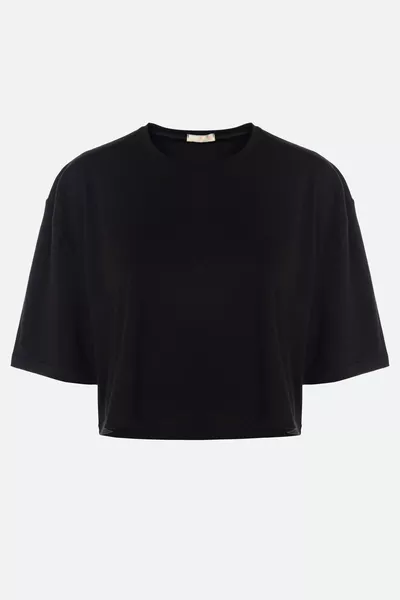 Women's Cotton Black Oversized T-Shirt with Leopard Print Pajama Set