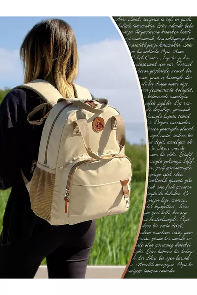 Popi Anne Borsa per il Cambio e Porta Bebè Beige – Design Elegante con Ampio Scomparto Termico per Biberon