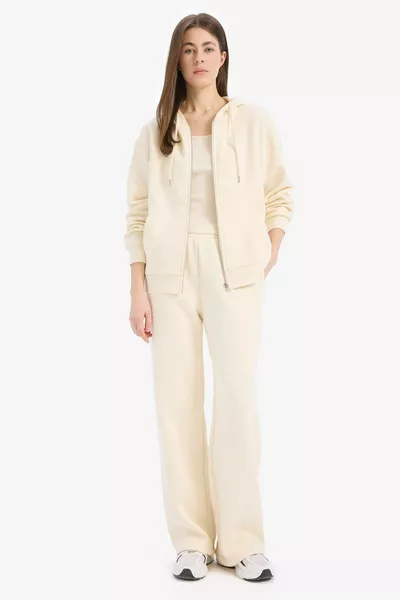 Sweat-shirt à capuche basique uni avec poches et fermeture éclair Relax Fit de l'école WN