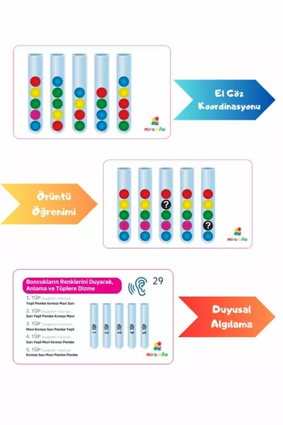 أنابيب مرحة مع حامل خشبي تعليمي، لعبة صندوق لتطوير المهارات الحركية والإدراك البصري والتنسيق بين اليد والعين