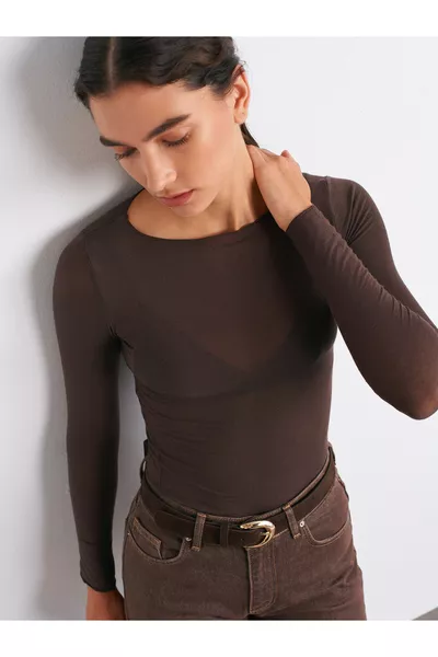  Bootnek Modal Kasjmier Ultra Licht Blouse-Koffie