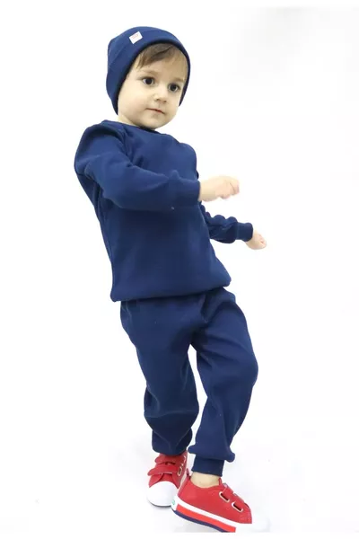 طقم فتيلي للأطفال والرضع 3 قطع باللون الأزرق الداكن