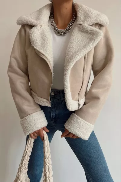 معطف قصير من الجلد المدبوغ المستورد