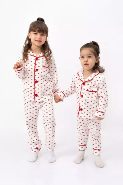 Heart-Printed Baby Girl Pajama Set