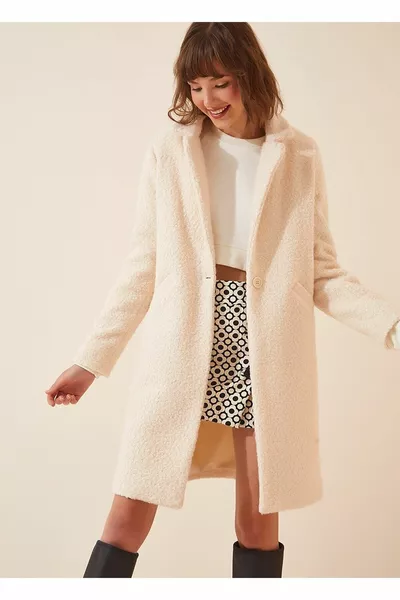 Damen Einreiher Bouclé-Mantel