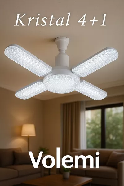 W  Crystal Foldable Fan Model LED Bulb 4+1 Blade LED Bulb  Lumens