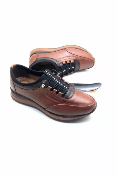 حذاء رجالي بني جلد طبيعي مريح تمامًا للجسم