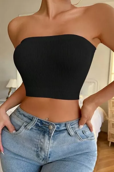 Black Bustier Sports Crop