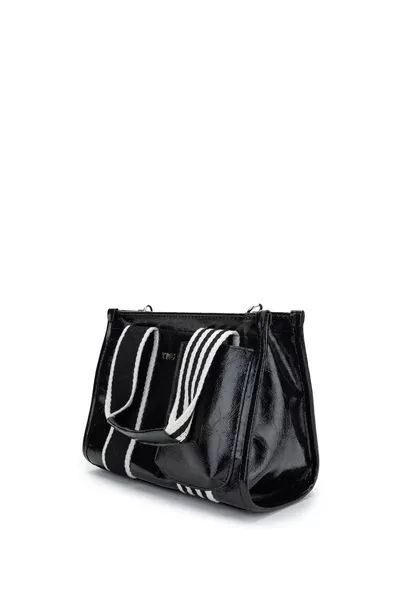 حقيبة كتف نسائية جلد أسود نباتية