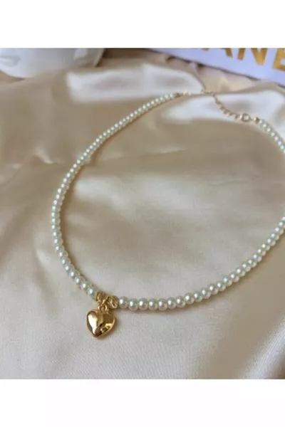Pearl Gold Heart Tip Necklace