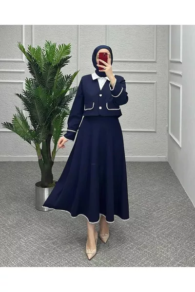 Nakış Detaylı Etek Ceket Takım