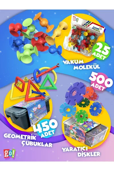 Vakuum-Molekül & Kreativ-Disk & Geometrische Stäbe (ohne Box) 3-teiliges Lernspielzeug-Set  Teile